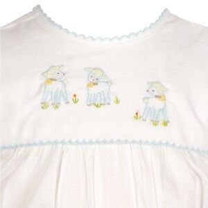 NWT Boys White Blue Trim Embroidered Lambikins Bubble  Heirloom